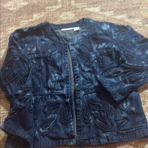 Stylish Blue Embroidered blazer  size L cotton from tantrums gorgeous